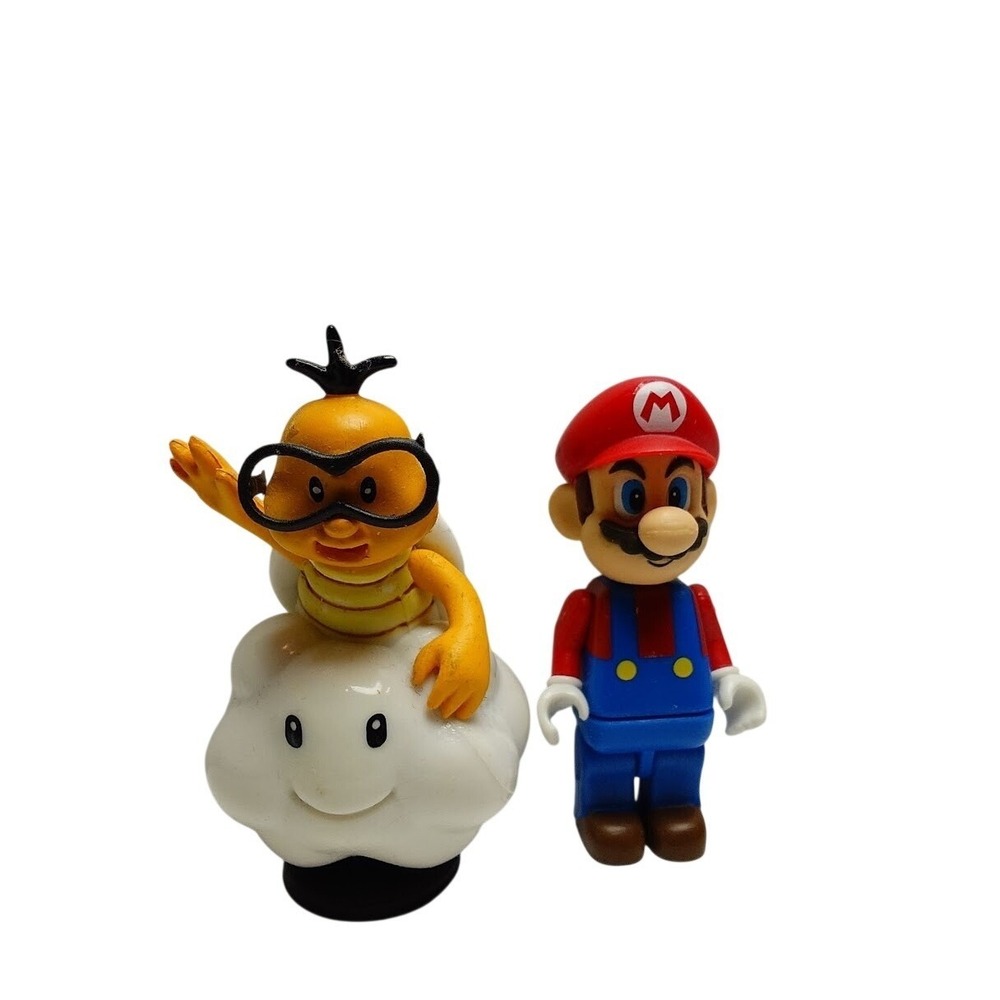 Super Mario Bros Lakitu Mario Action Figure Lot Nintendo Cloud Spin‎ 2 Piece Set